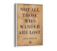 Not All Those Who Wander Are Lost Tolkein Quote - Canvas Floater Frame Print Picture Art - White Frame 8 inch wide x 12 inch high
