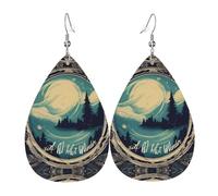Not All Who Wander Are Lost 1 Print Teardrop Earrings For Women Leather Dangle Earrings Jewelry For Birthday Party Valentine