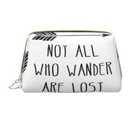 Not All Who Wander are Lost Leather Hand-Held Zipper Makeup Bag Pen Case Stationery Box Lipstick Pouch Toiletry Bag