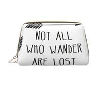 Not All Who Wander are Lost Leather Hand-Held Zipper Makeup Bag Storage Bag Portable Lipstick Pouch Toiletry Bag