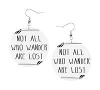 Not All Who Wander Are Lost Leather Round Earrings Daily Accessories Working At Work Women'S Fashion