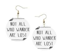Not All Who Wander Are Lost Leather Round Earrings Daily Accessories Working At Work Women'S Fashion