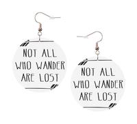 Not All Who Wander Are Lost Leather Round Earrings Daily Accessories Working At Work Women'S Fashion