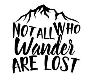 Not All Who Wander are Lost- Mountain - Die Cut Vinyl Decal for Cars, Trucks, Motorcycles, Vans, Laptops, ToolBoxes (Gold, 5x5)