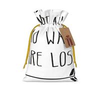 Not All Who Wander Are Lost Print Birthday Gifts Wrap Bag Unique Drawstring Gifts Bag Canvas Bags for Party Wedding Present,1 Piece M