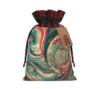 Not All Who Wander Are Lost Print Christmas Party Gift Bags, Linen Drawstring Xmas Holiday Wedding Treat Candy Jewelry Sacks, Color Blocking Plaid Fabric