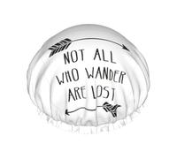 Not All Who Wander Are Lost Print Double Layer Waterproof Shower Cap Women Men Reusable Bath Hair Caps Elastic Band