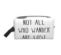 Not All Who Wander are Lost Print Makeup Bag，Travel Toiletry Bag Organizer Cute Makeup Accessories Storage Bag