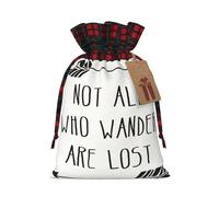 Not All Who Wander Are Lost Print Reusable Gift Festive Drawstring Bags Versatile Party Pouches Seasonal Celebrations