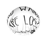 Not All Who Wander Are Lost Print Shower Cap Reusable Bath Cap Double Layer Bath Hair Caps, Keeps Hair Dry, Fits All Head