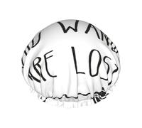 Not All Who Wander Are Lost Print Shower Cap Reusable Bath Cap Double Layer Bath Hair Caps, Keeps Hair Dry, Fits All Head