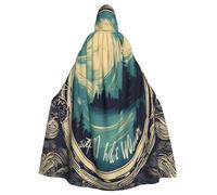 Not All Who Wander Are Lost Printed Hooded Cloak,Versatile Party Cape | Role Play Cloak That Pairs With Witch,Wizard,Vampire,Or Knight Looks For Themed Parties And Balls