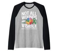 Not All Wounds are Visible Mental Health Mental Wellness Raglan Baseball Tee