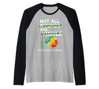 Not All Wounds are Visible Mental Health Mental Wellness Raglan Baseball Tee
