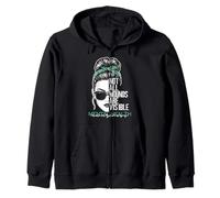 Not All Wounds Are Visible Messy Bun Mental Health Awareness Zip Hoodie