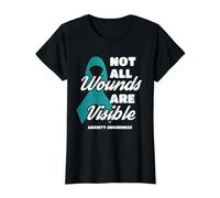 Not All Wounds are Visible Support Anxiety Awareness Value Graphic T-Shirt, Women, Black, XL