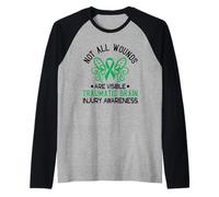 Not All Wounds Are Visible Traumatic Brain Injury Awareness Raglan Baseball Tee