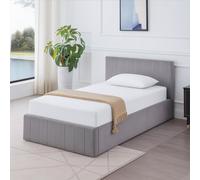 Not Available Ottoman Bed Gas Lift Storage Grey 3Ft Single With 1 Mattress Line Pattern Velvet Bedroom