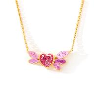 Not Beaten My Heart Still Rises Necklace, Gold Motivational Pink Heart Pendant, Spread Your Wings Inspirational Pendant, Personalized Cubic Zirconia Necklace for Women