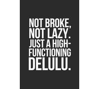 Not Broke, Not Lazy. Just a High-Functioning Delulu: 6 x 9 Blank Lined Notebook - Funny Gen Z Saying, Sarcastic Gag Gift Journal for Students, Teen Boys, Young Adults, College Roommates