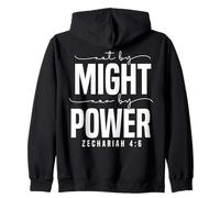 Not by Might Nor by Power Motivational Bible Quote Design Zip Hoodie