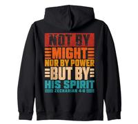 Not by Might Nor Power Zechariah 4:6 Christian Vintage Zip Hoodie