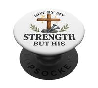 Not By My Strength But His Christian Cross Watercolor PopSockets Adhesive PopGrip