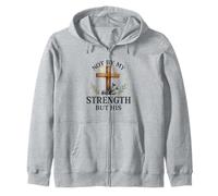 Not By My Strength But His Christian Cross Watercolor Zip Hoodie