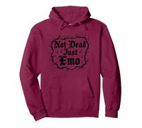 Not Dead Just Emo Elder Gothic Music Nostalgia Pullover Hoodie, Adult Unisex, Burgundy, X-Large