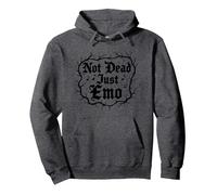 Not Dead Just Emo Elder Gothic Music Nostalgia Pullover Hoodie, Adult Unisex, Dark Heather Grey, L
