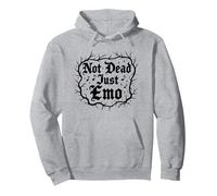 Not Dead Just Emo Elder Gothic Music Nostalgia Pullover Hoodie, Adult Unisex, Heather Grey, L