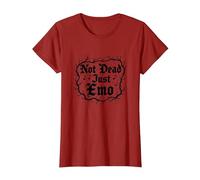 Not Dead Just Emo Elder Gothic Music Nostalgia T-Shirt, Women, Cranberry Red, XX-Large