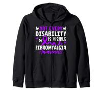 Not Every Disability Is Visible Purple Ribbon Fibromyalgia Zip Hoodie