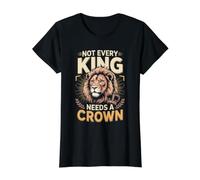 Not Every King Needs a Crown Lion Faith Big Cat Value Graphic T-Shirt, Women, Black, L