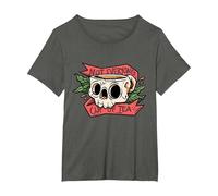 Not Everyone's Cup of Tea Skull Coffee Cup Self Care Love T-Shirt, Women's Plus, Asphalt Grey, 4X