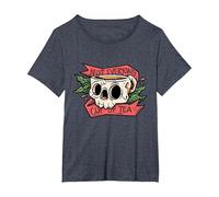 Not Everyone's Cup of Tea Skull Coffee Cup Self Care Love T-Shirt, Women's Plus, Heather Blue, 5X