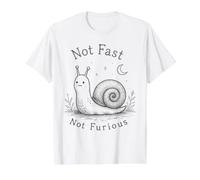 Not Fast Not Furious Funny Snail Value Graphic T-Shirt, Men, White, M