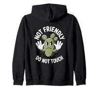 Not Friendly Do Not Touch Angry Cactus Humor Zip Hoodie