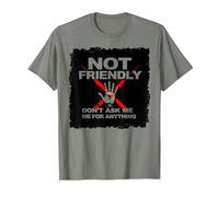 Not Friendly Do Not Touch Antisocial Introvert Warning T-Shirt, Men, Olive Heather, 3X-Large