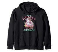 Not Friendly Unicorn Cute Introvert & Humor Lovers for Women Zip Hoodie