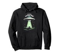 Not From Around Here: Alien Visitor Sci-Fi Humor Pullover Hoodie, Adult Unisex, Black, S