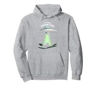 Not From Around Here: Alien Visitor Sci-Fi Humor Pullover Hoodie, Adult Unisex, Heather Grey, S