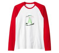 Not from Around Here: Alien Visitor Sci-Fi Humor Raglan Baseball Tee, Men, Red/White, M