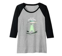 Not from Around Here: Alien Visitor Sci-Fi Humor Raglan Baseball Tee, Women, Black/Athletic Heather, M
