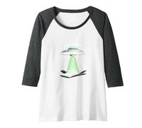 Not from Around Here: Alien Visitor Sci-Fi Humor Raglan Baseball Tee, Women, Dark Heather/White, S