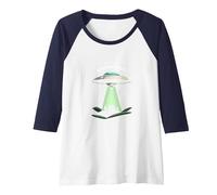 Not from Around Here: Alien Visitor Sci-Fi Humor Raglan Baseball Tee, Women, Navy/White, L