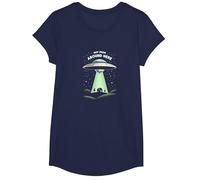 Not from Around Here: Alien Visitor Sci-Fi Humor T-Shirt, Girls, Navy, Small