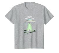 Not from Around Here: Alien Visitor Sci-Fi Humor T-Shirt, Kids, Heather Grey, 6 Years