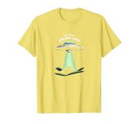 Not from Around Here: Alien Visitor Sci-Fi Humor T-Shirt, Men, Lemon, M