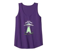 Not from Around Here: Alien Visitor Sci-Fi Humor Tank Top, Women, Purple, XL